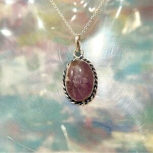 New Amethyst Gemstone Pendant Sterling Silver Necklace